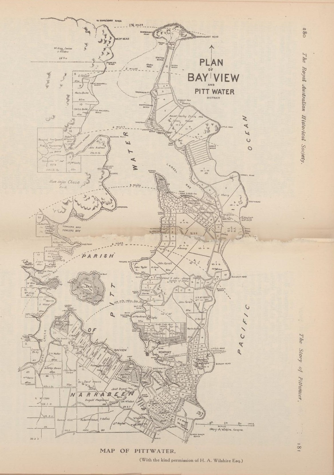 Pittwater Online News Map Of Bay View And Pittwater From Maybanke Andersons Account 1920